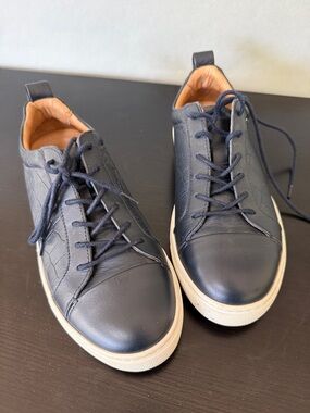 Whistles navy blue Leather Low Top Sneakers Croc Embossed Size 36 / US 6